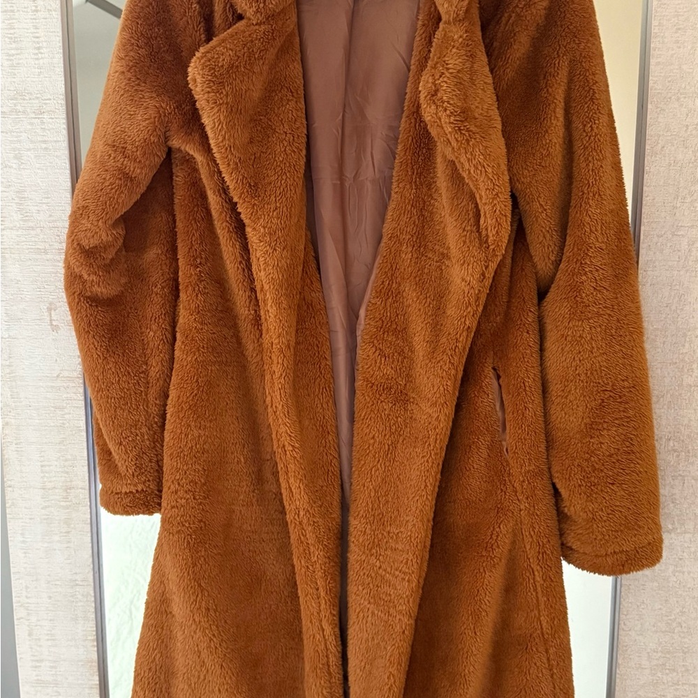 Amazon Brown Teddy Jacket with Plush Material and Oversized Style